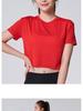 Women's Simple Solid Color Crew Neck Yoga T-Shirt - Short Sleeve for Running & Fitness