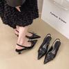 Black High Heels French Bag Head Sandals Fairy Shoes 2025 New Spring and Summer Temperament Socialite Pointed Single Shoes
