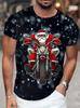 New Funny Men's T-Shirt Christmas New Year Fashion Santa Claus And The Motorcycle Pattern Printed T-Shirt Men's Fashion Tee Tops