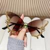 Butterfly sunglasses, UV400 protective frameless sunglasses, sparkling crystal decoration, suitable for parties, vacations, and street wear