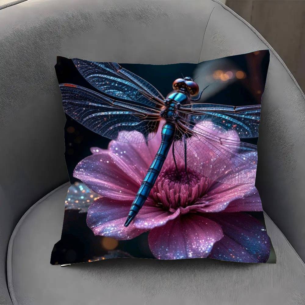 Interesting Dragonfly Pillow Case Fashion Square Pillowcase Bedroom Sofa Room Ins Decoration Leisure