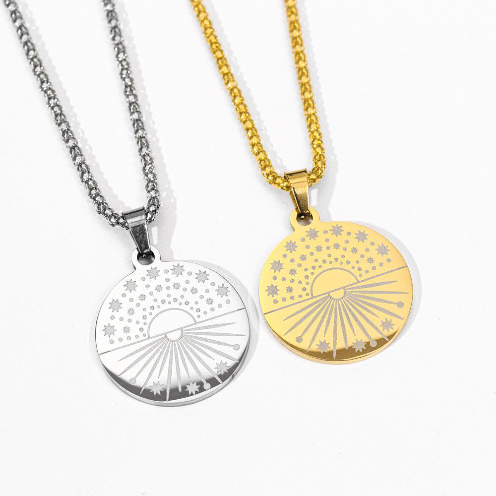 Sun On the Sea Pendant Necklace for Women Simple Round Row Pendant Necklace