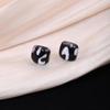 Colorful Square Print Ear Studs - Silver Needle Cute Earrings for Women, Autumn Winter High-End Sweet Luxury
