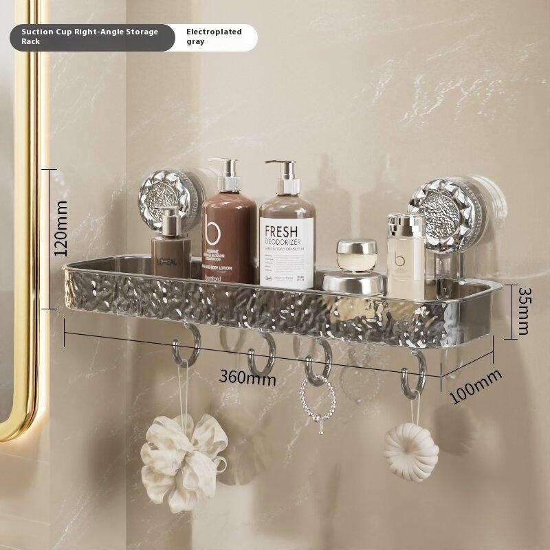 Acrylic Punch-free Bathroom Storage Rack Suction Self Draining Hanging Rack Wall Mounted Toiletries Organizer