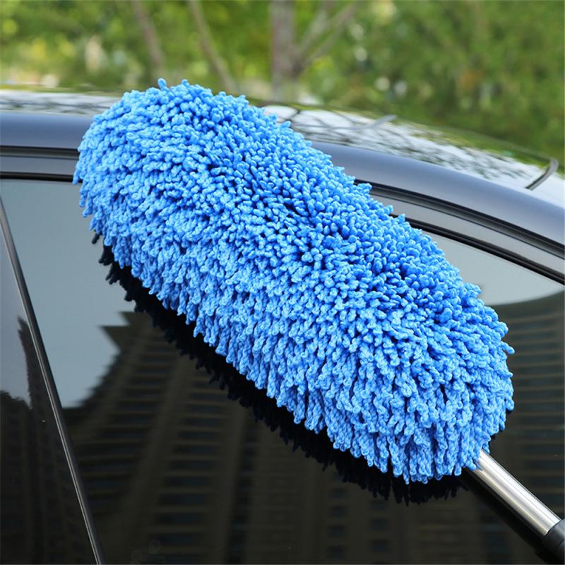 Retractable Car Wash Mop Brush for Wet & Dry Use - Bendable for Dust Removal, Gentle on Paint.