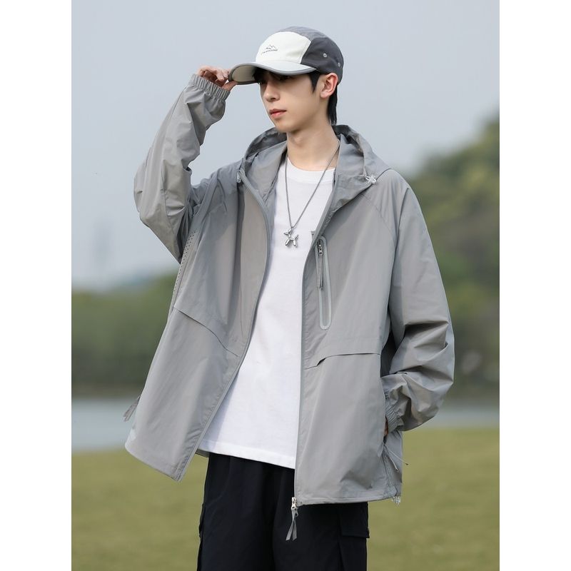 Wassup Cooling Upf50+ High Protection Sunscreen Jacket for Men, Uv Protection, Lightweight, Quick-Drying, Outdoor Simple Hooded Jacket