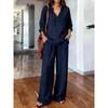 Women S Long Sleeve Solid Color Loose Casual Two Piece Set