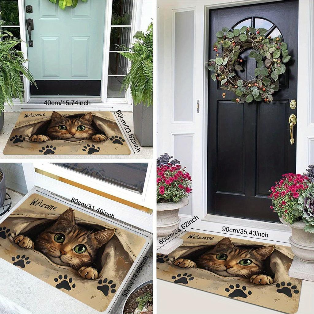 1Pcs Anti Fatigue Kitchen Rugs,Cat Print Waterproof Non-Slip Thick Cushioned Kitchen Mat Heavy Duty Comfort Standing Mat for Kitchen