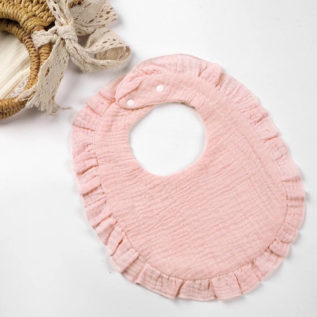 Baby Saliva Towel Infants Feeding Drool Bib Lace Floral Soft Cotton Burp Cloth for Newborn Breathable Kids Bibs with Ruffle