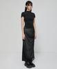 Peulleeoeob Draped Mesh Layered Long Skirt (Fl-264_Black)