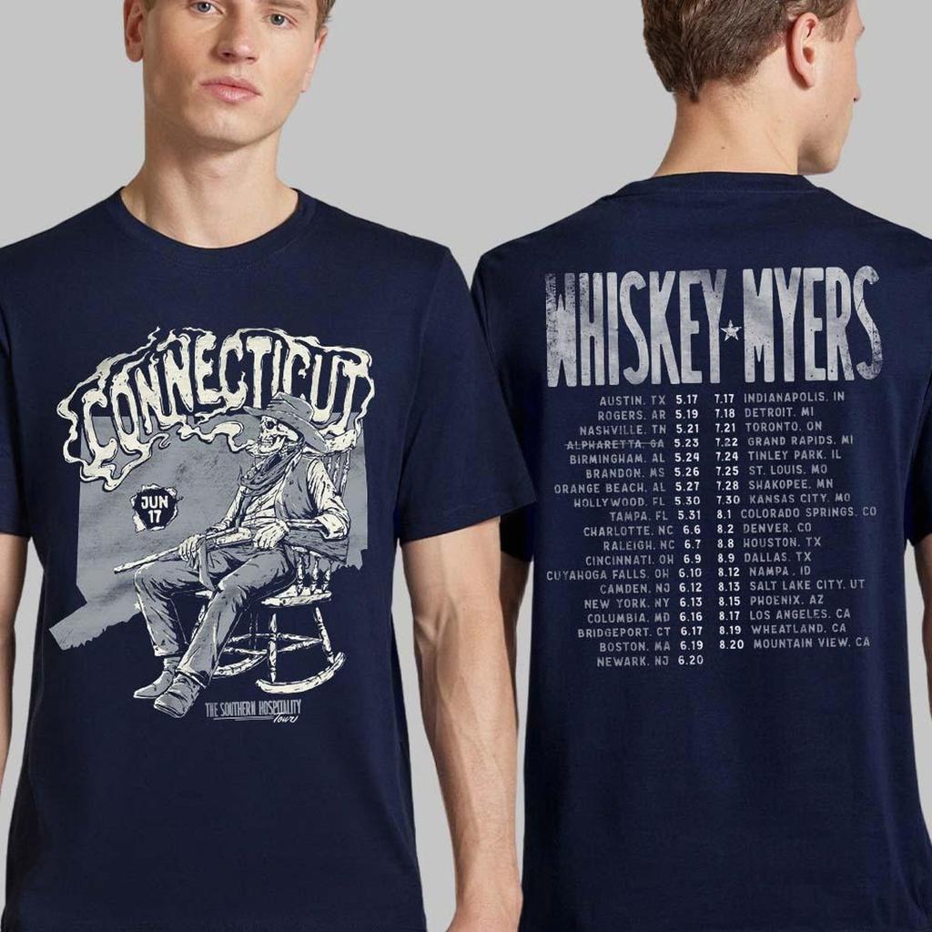Whiskey Myers Soundwaves Bridgeport CT 2026 Tournée Concerti Maglietta Blu Navy