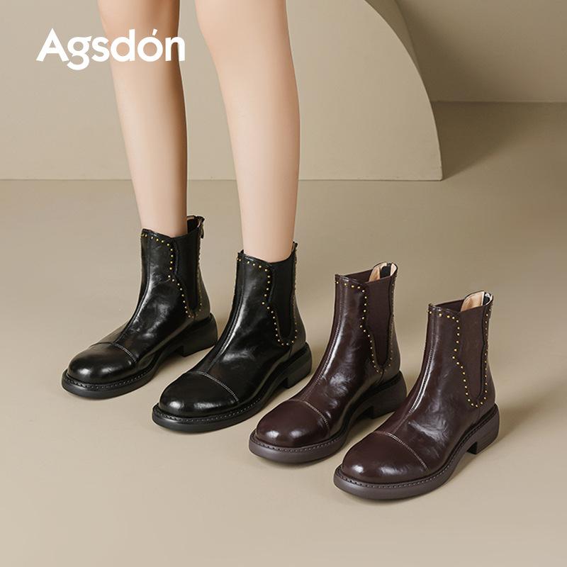 Augustine Martin Boots Women's 2025 New Autumn Black Maillard Boots Classic Vintage Chelsea Boots