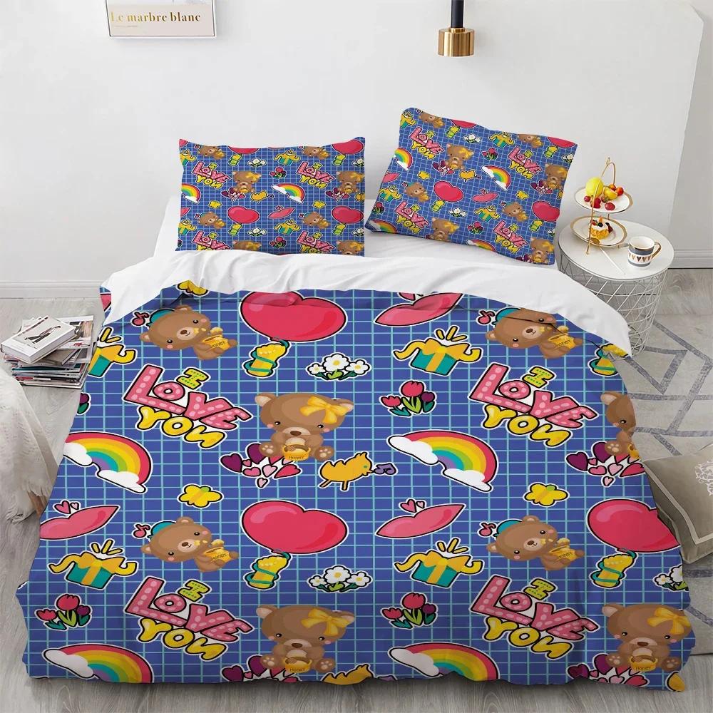 Children Kids Soft Duvet Cover Sets Twin Young Boys Young Girls Beding Set 3D Print Unicorn, Dinosaur, Bear, Bed Quilts Cover Sets for Adult