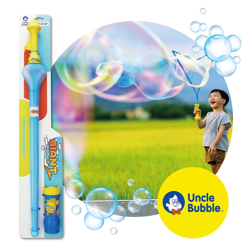 Uncle Bubble Giant Sword (Large) with Special Bubble Solution for Big Bubbles. Create and cut large bubbles with this ultra-bubble solution. Outdoor