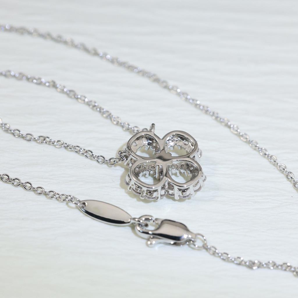 Classic Clover Full Diamond Necklace with Non Allergic Material Non Allergenic Material, 18k Thick Gold Electroplated Free Box Gift Jewelry
