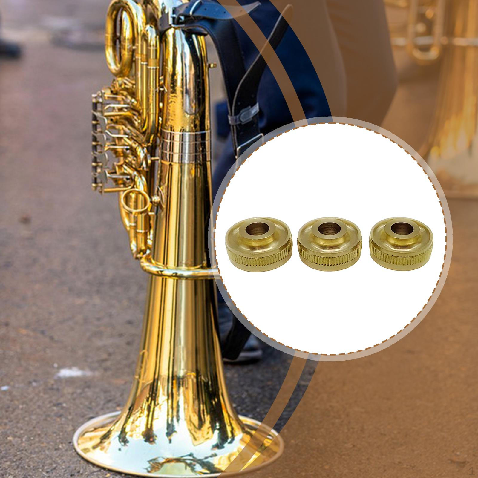 

3 Pieces Alto and Tenor Valve Brass Instrument Parts Stable Practical Solid Wear Resistant Gold Top Caps