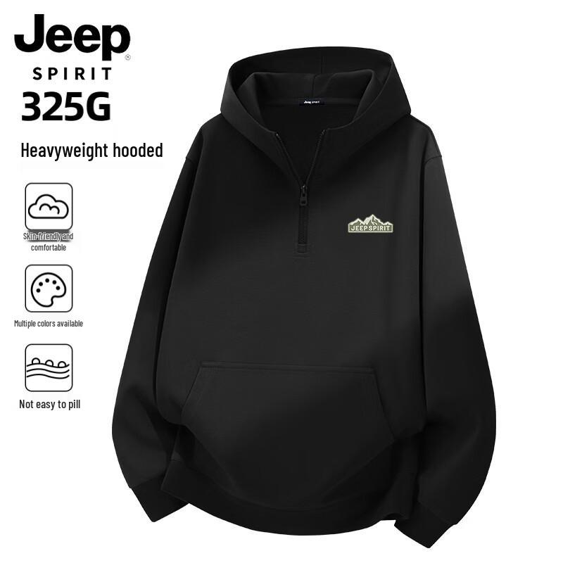 JEEP SPIRIT Men s Spring Half-Zip Hooded Sweatshirt 3XL