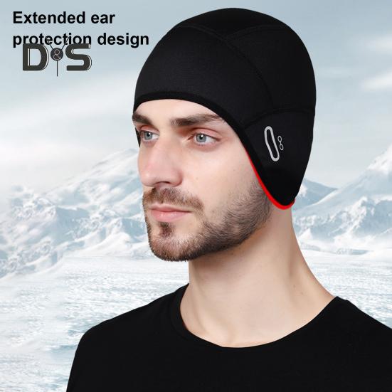 Zimowa Czapka Pod Kask Rowerowy z Otworami na Okulary Ochrona Uszu Elastyczna Antypoślizgowa Utrzymująca Ciepło Wiatroodporna Czapka Czaszka do Jazdy na Rowerze Biegania Narciarstwa