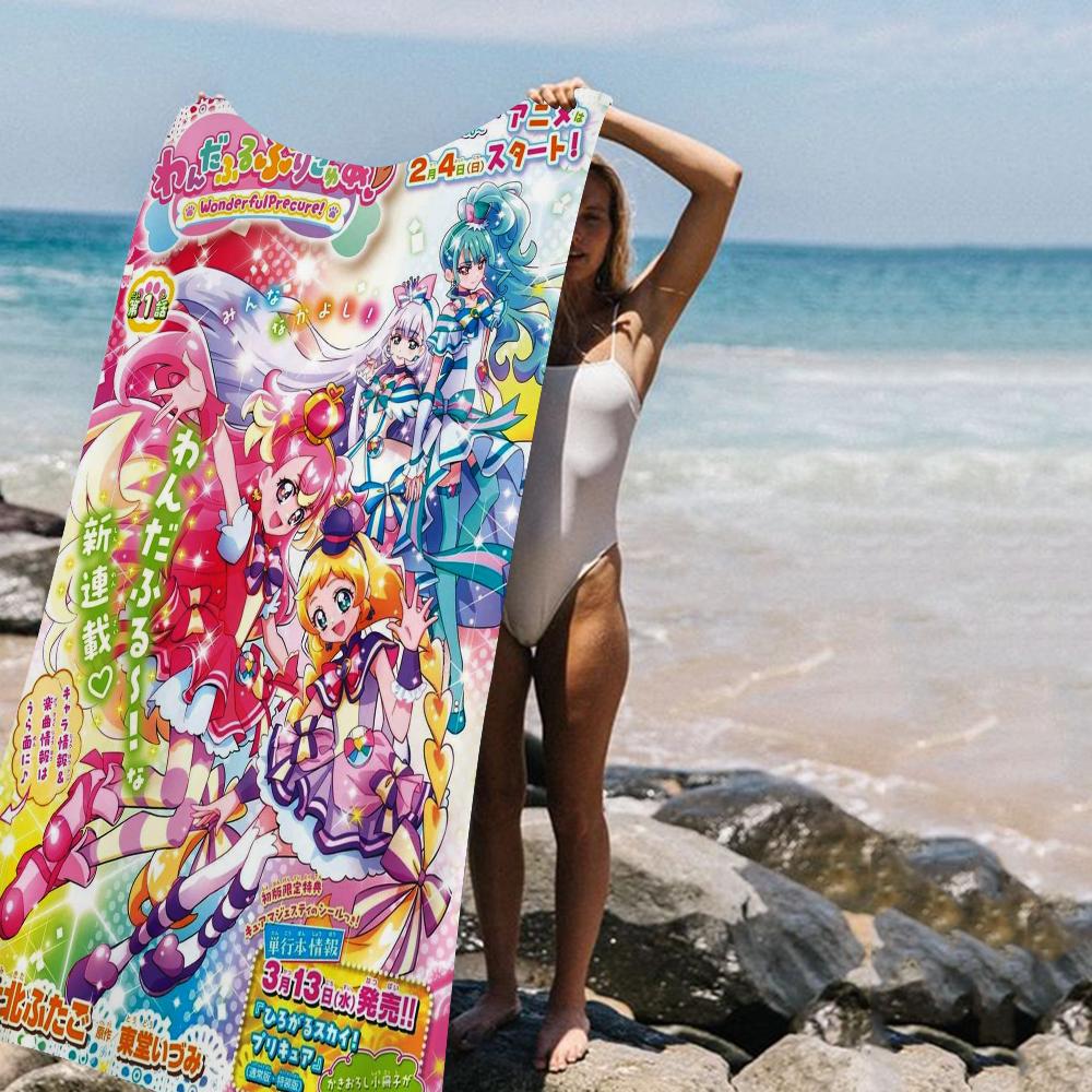 Smile Precure Niedliche Anime Große Mikrofaser Strandtücher Schnelltrocknendes Handtuch Sandstrandtücher Poolhandtuch Für Reisen Schwimmbad Yoga