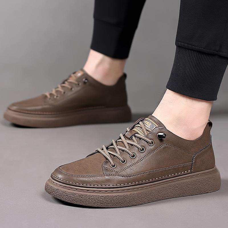 Spring new men's shoes men's casual leather shoes lace-up trend fashionable men's single shoes board shoes