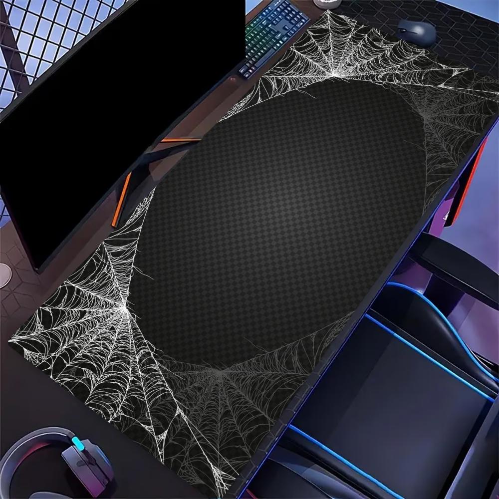 Large Desk Mat Gothic Spider Web Gaming Mouse Pad Non Slip Rubber Lock Edge Keyboard Mousepad Computer Laptop Office Decor