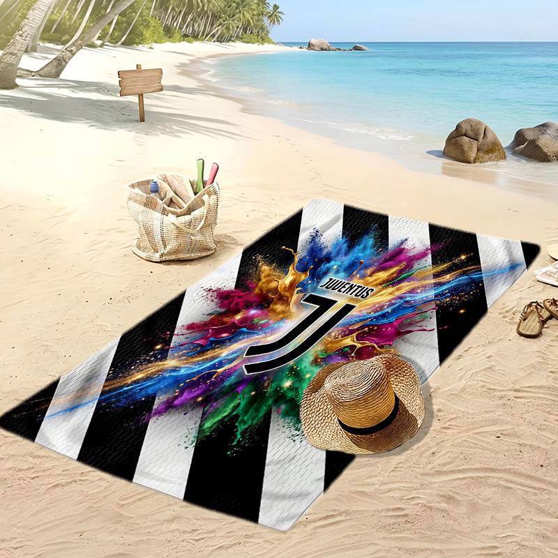 Juventus FC Printed Beach Towel Quick Dry Soft TowelPortable Large Rectangular Beach Blanket for Travel Swimming Pool