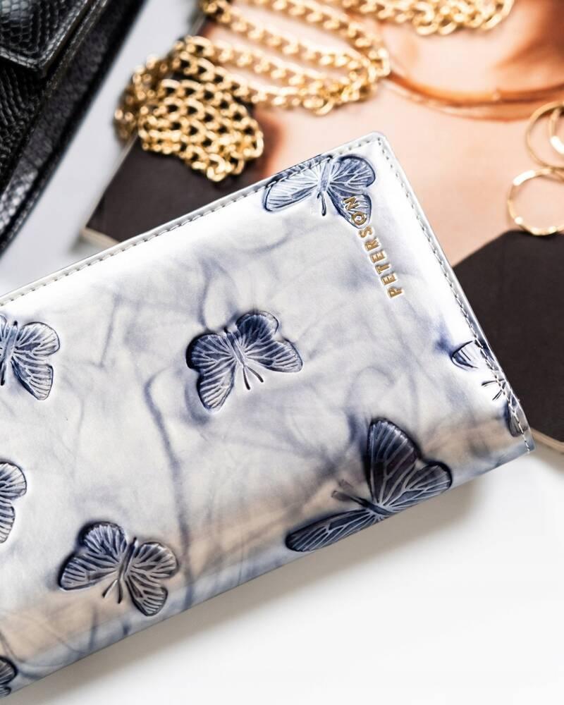 Elegant women's wallet made of natural leather with a magnetic and zipper closure - Peterson