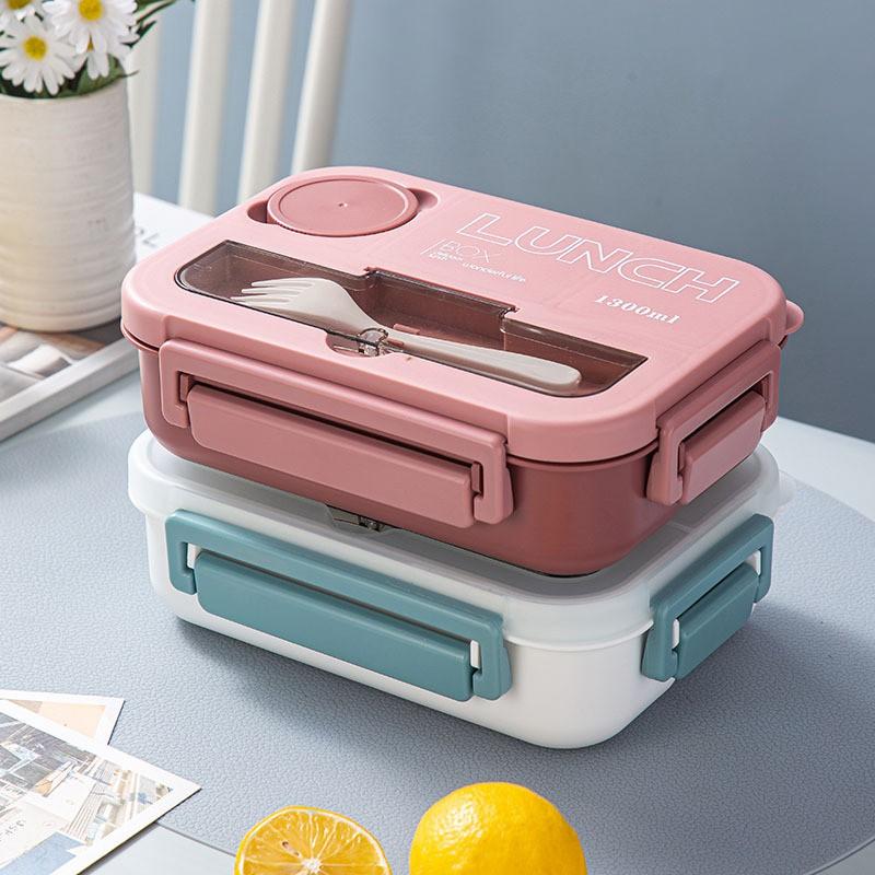 Microwave-Safe Leakproof Bento Box With 4 Compartment Design Students Office Workers PP Material Lunch Container