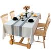 Custom Tablecloth Modern Simple Fabric Striped Tablecloth Party Splicing Tassel Cotton And Linen Dust Table Mat