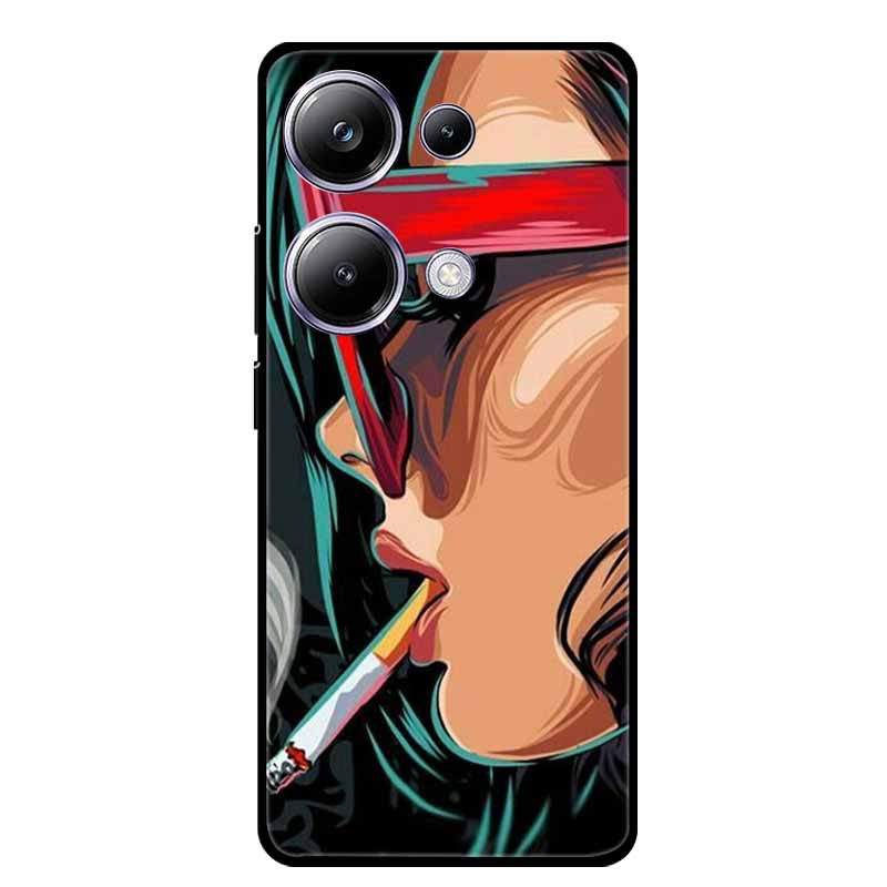 For Xiaomi Poco M6 Pro 4G Phone Case Cover Wolf Shockproof Black Silicone Soft Back Cover Cases For Poco M6 Pro Case M 6 M6Pro