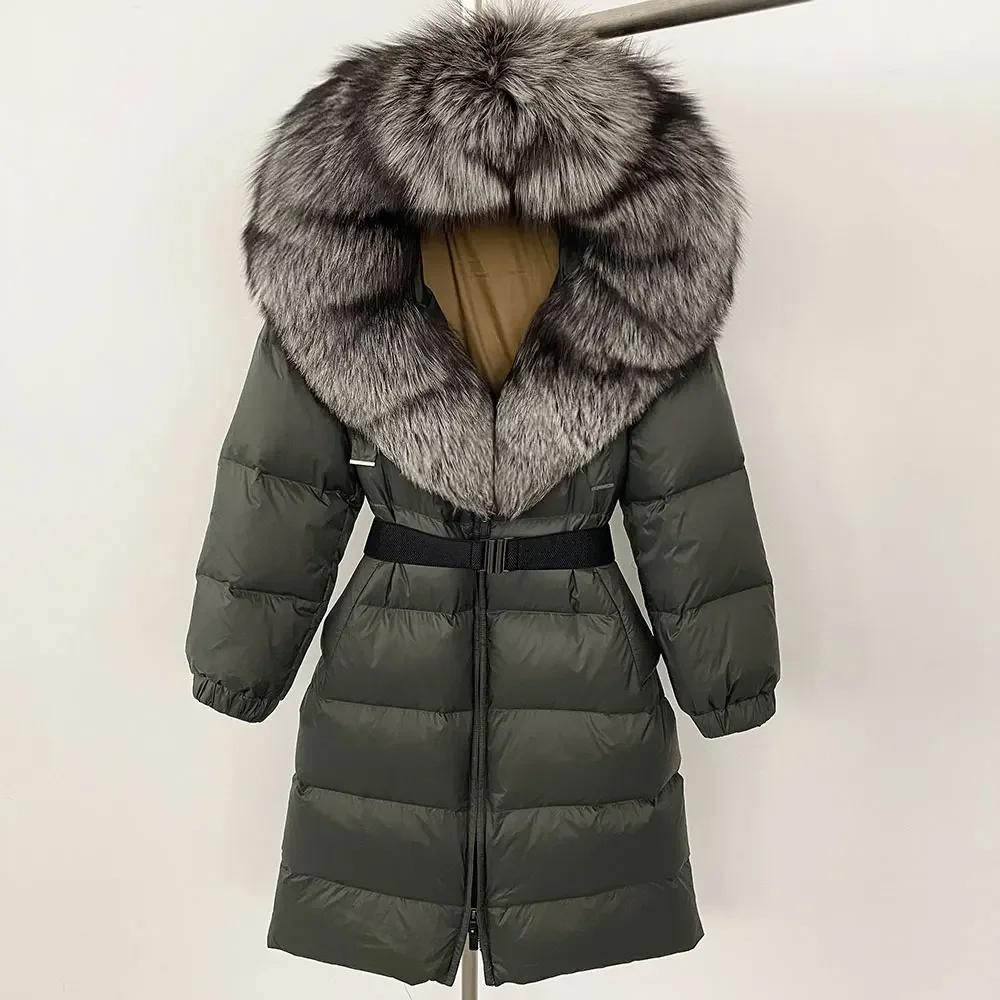 OFTBUY Moda Inverno Giacca Piumino 90% Imbottita con Piumino Collo in Pelliccia di Volpe Oversize Rimovibile Cucita Giacca Piumino Donna Abbigliamento Casual Largo