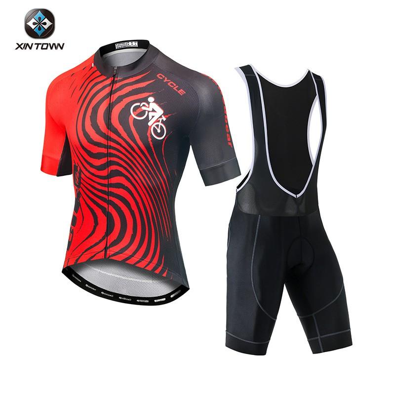 XINTOWN Mens Short Bib Cycling Jersey Quick Dry Moisture Wicking Bike Shirt Wear