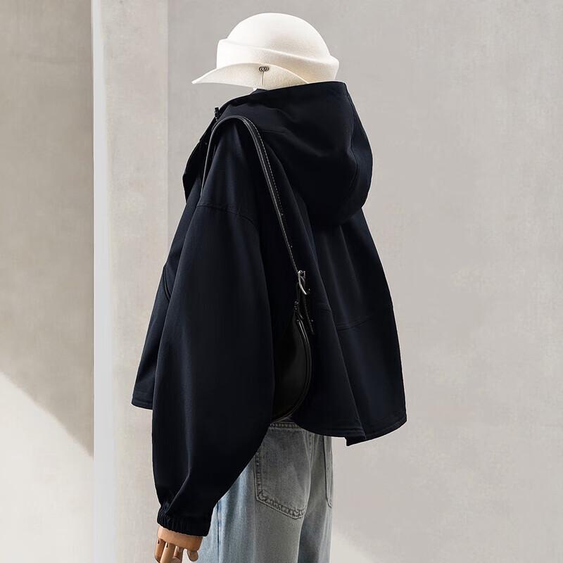 Sibaishe Women's Oversized Solid Hooded Jacket