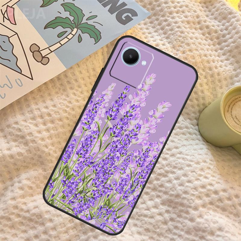 Lavender Purple Flowers Case For Realme C67 C63 C55 C51 C75 C61 C53 C35 C65 C71 11 12 13 14 15 Pro Plus GT6 GT7 Pro