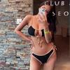1011 New Korean Version Women's Strap Splicing Swimsuit Beach Sexy Vacation Triangle Strap Bikini Swimsuit Women