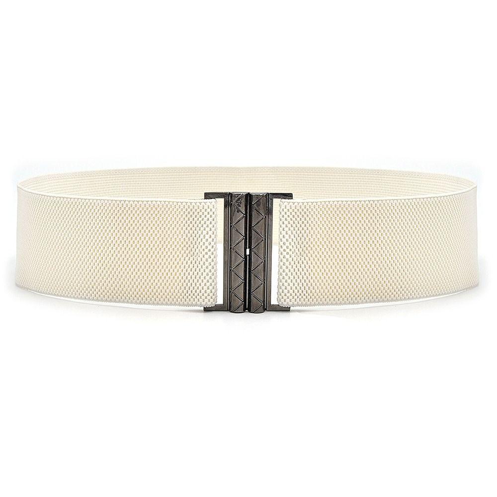 Fashion Metal Buckle Women Elastic Band Waist Defining Solid Color Stretch Waistband Comfortable Waist Corset Ladies Female