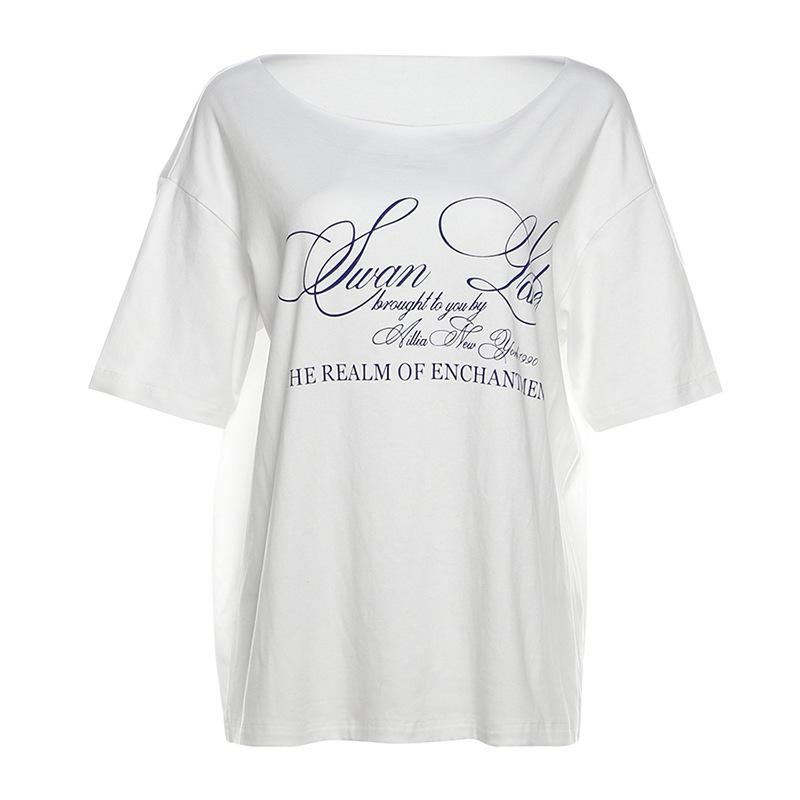 Casual Relax Woman T-shirt Letter 2025 Women Hot New Versatile Street Atmosphere Style Fashionable Chick Summertime Tops