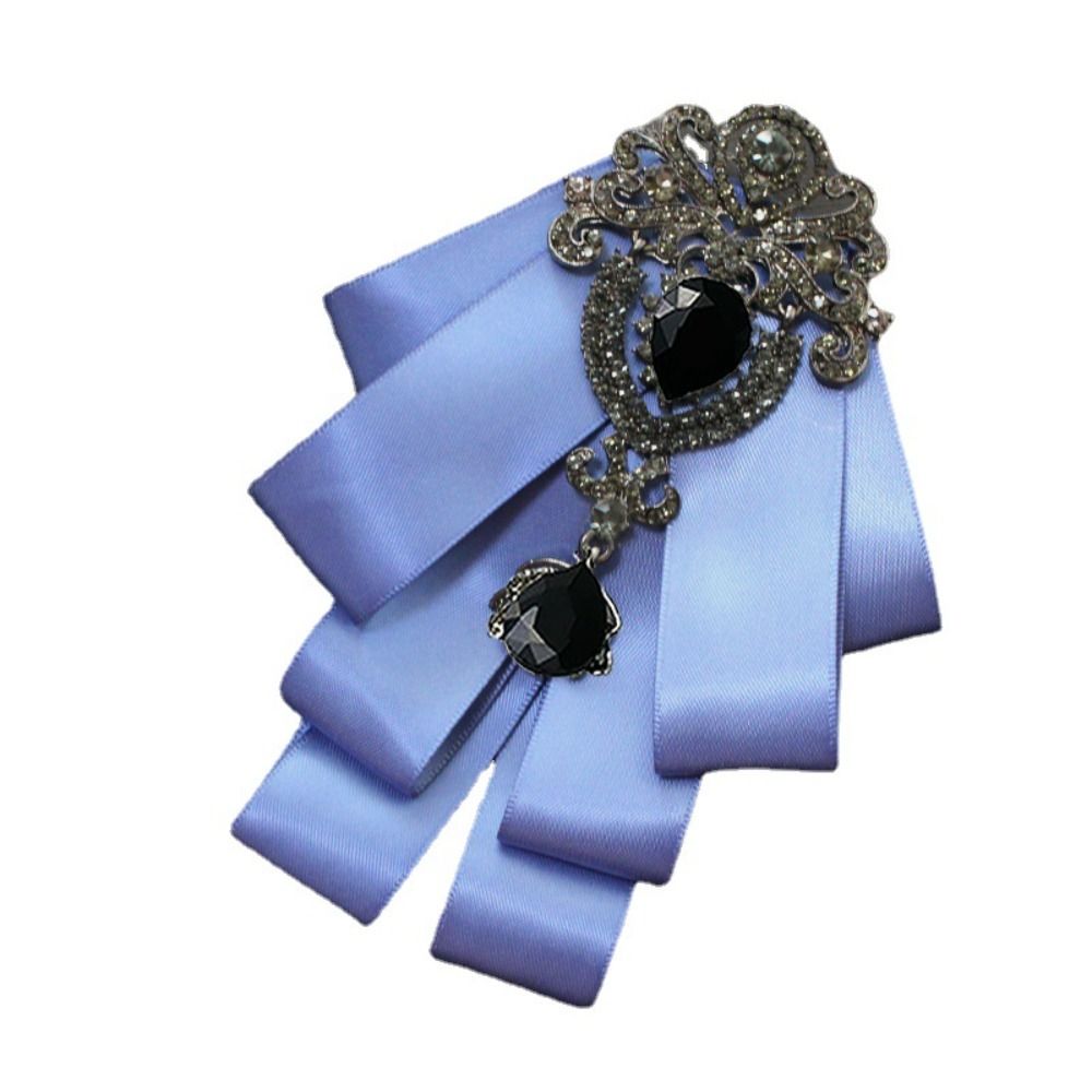 Crystal Bow Tie Fabric Neck Decoration Brooch Accessories Collar Flower  British Style