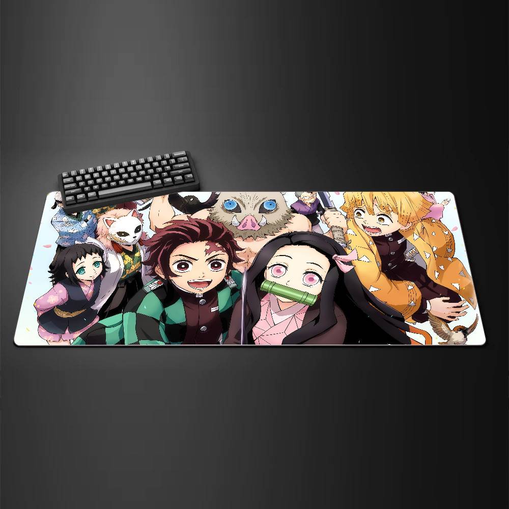 Tappetino Mouse per Gaming Anime Demon Slayer, Tappetino Grande per Tastiera e Scrivania in Gomma con Bordo Cucito da 2MM