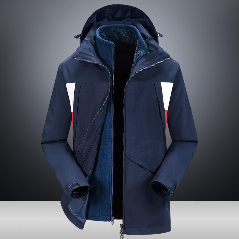 

Новый зимний комплект из двух предметов для активного отдыха с бархатом и утолщенной съемной подкладкой, теплая водонепроницаемая и ветрозащитная куртка для мужчин 4XL