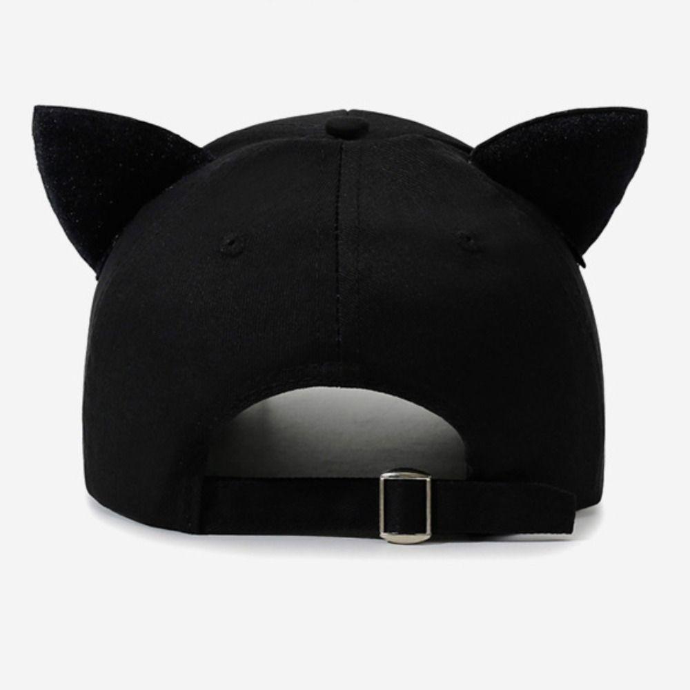 Hiphop Metal Ring Baseball Hat Rivet Peaked Cap Retro Cat Ear Baseball Cap  Men