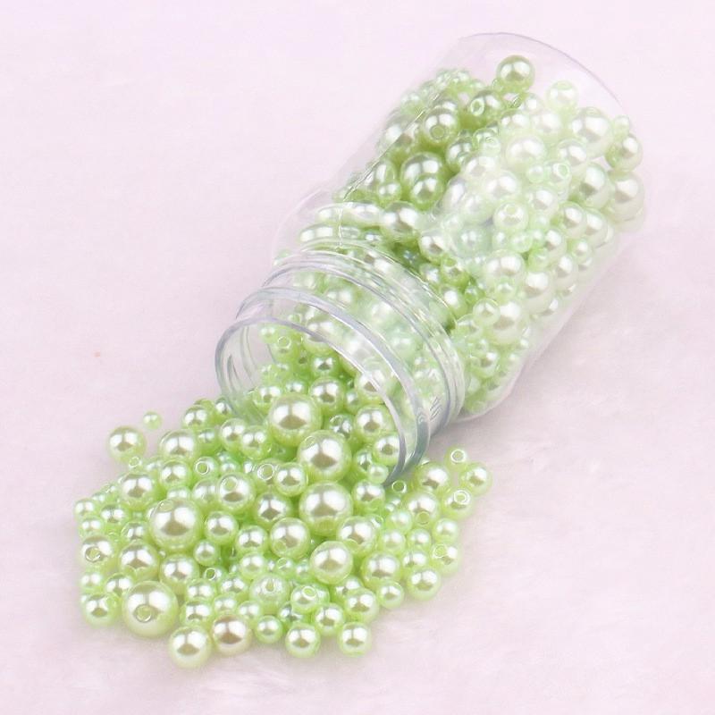 3-10Mm Solid Color Abs Round Perforated Imitation Pearl Handmade Diy Jewelry Beaded Bracelet Earrings Accessories Perforated Beads
