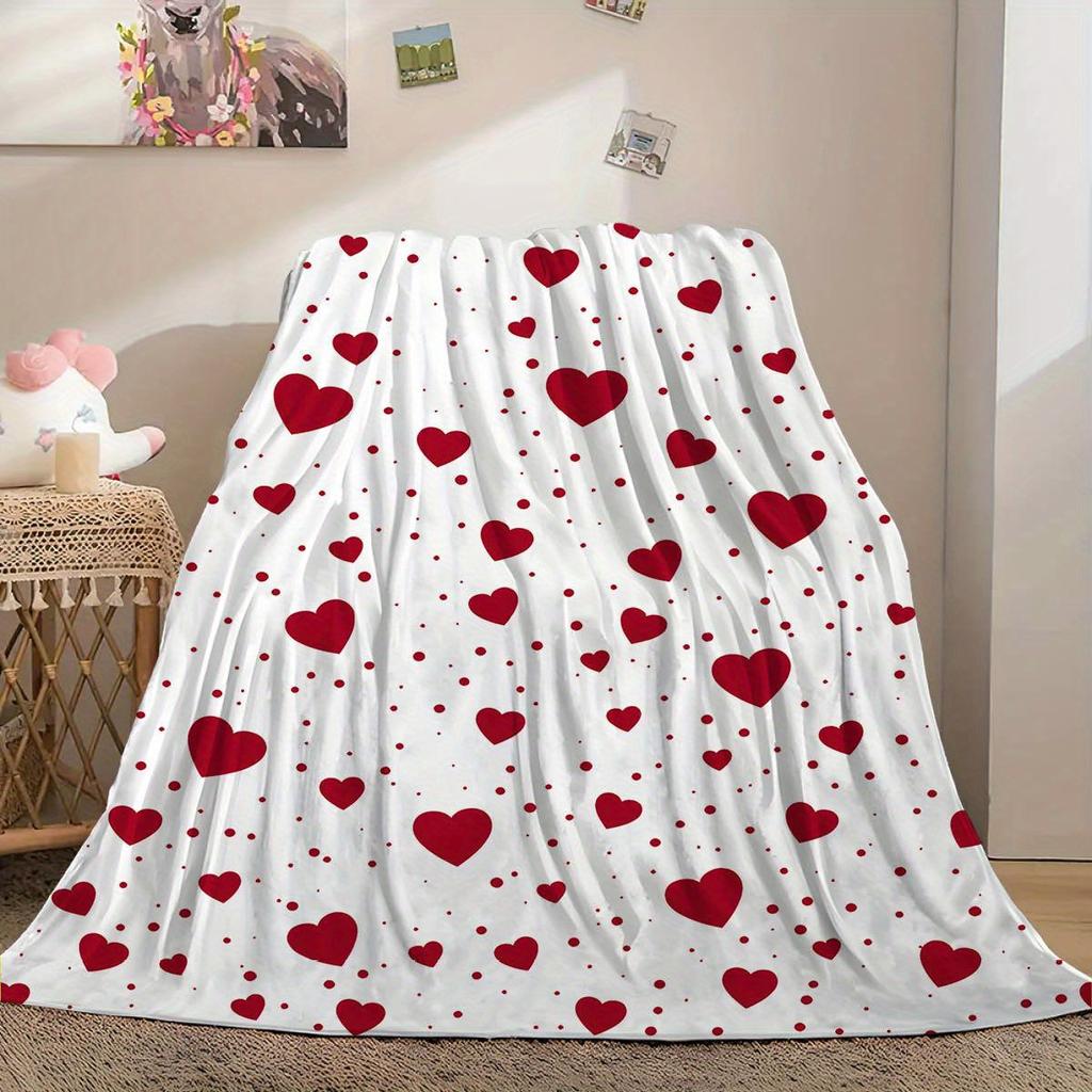 VIKAMA Heart-Print Blanket Soft Skin-Friendly and Warm Perfect for Office Naps Home Relaxation and Decorative Accents