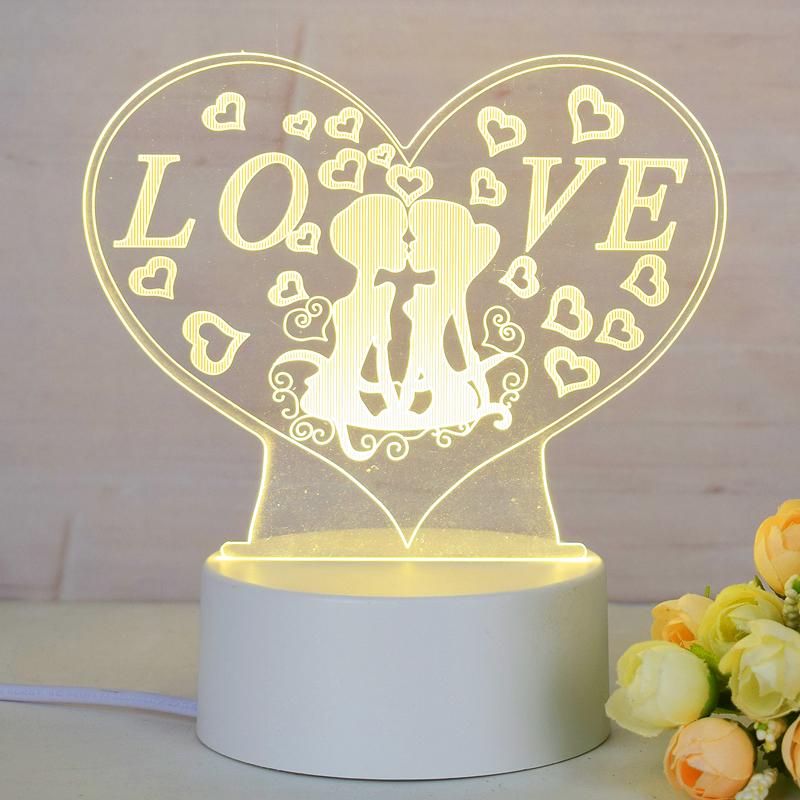 Customize Acrylic 3D Illusion LED Warm White Night Light for Living Room Kids Bedroom Decorative Lamp with USB Power