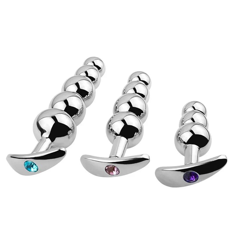 Conjunto de Contas Anais de Metal Plug Anal Vestível Pequeno Grande Plug Anal Ponto G Dildo Inserir Vagina Expansor Ânus Brinquedo Sexual