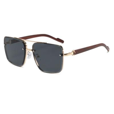New Retro Square Metal Sunglasses Women'S Original Brand Double Bridge Pilot Style Driving Glasses Fashionable Sun Uv400 Shades