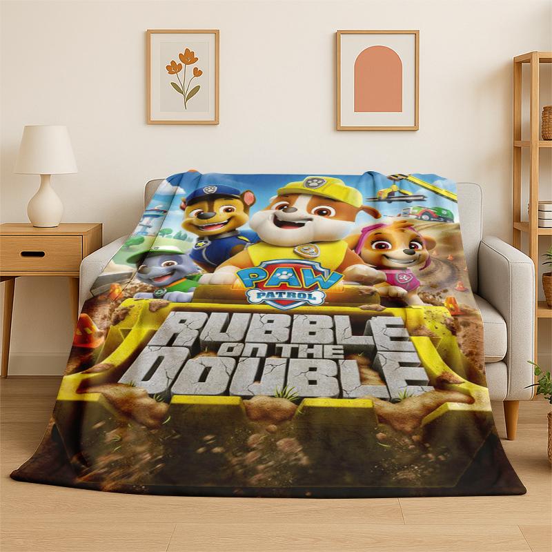Cartoon P-Patrol Cute Dog Flannel Blanket Soft Warm Throw Blanket for Bedroom Living Room Bed Travel Camping Picnic Gift kids