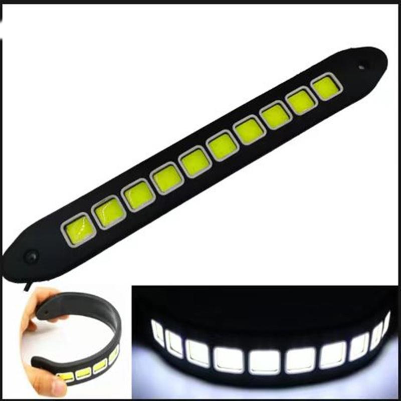 10 LEDs Luces Diurnas para Coche Estilo de Coche COB Lámpara Diurna para Coche Luz de Conducción Súper 12V Flexible Blanco Impermeable