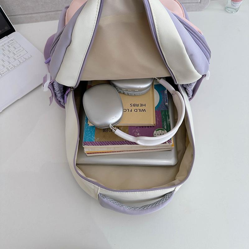 Schoolbag Large Capacity Contrasting Color Backpack Female Cute Small Fresh College Style School Bag Girls Junior High School High School Backpack 