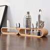 Wooden 9-Piece Bartender Tool Holder Stand Bamboo Cocktail Shaker Set Organizer Storage Display Rack Free Standing Bartender Kit Holder